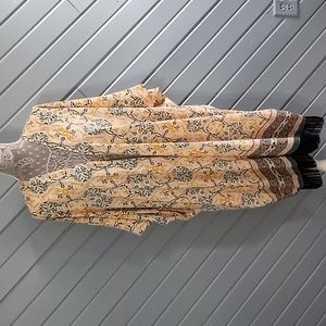Topshop boho multicolor long line fringe kimono